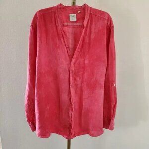 Baird McNutt Linen Murano Long Sleeve Tunic Mens Size 2XB Pink Button Front